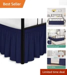 Easy Fit Navy Elastic Ruffle With Split Corners For King Beds 17 Drop. Fixed Price $28.87.