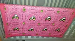 Home Sewn John Deere Tractor Pink Baby-toddler Blanket/quilt 36" X 39". Fixed Price $27.95.