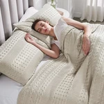 Natural Creme Waffle Weave Bed Ensemble Choose Blanket Shams Throw Body Pillow. Fixed Price $21.55.