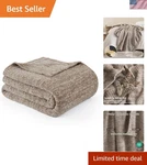 Taupe Melange Throw Blanket For Couch Bed Travel Camping, Reversible Super So.... Fixed Price $38.39.