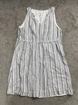 Ann Taylor Loft Women's Cinch Waist Dress V Neck Stripe Linen Multicolor Size Xl. Fixed Price $14.99.