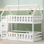 Twin Over House Bunk Bed With Fence And Door, White(old SKU:WF313047AAK). Fixed Price $446.00.