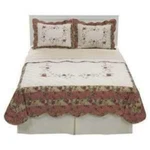Classic Home Pieced Full/queen Quilt And 2 Shams - With Embroidered Flowers (). Fixed Price $87.50.