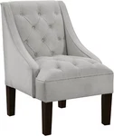 Skyline Furniture Tufted Swoop Arm Chair Velvet Light Grey Accent Dining New. Fixed Price $399.99.
