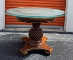 Cindy Crawford Home Key West Tobacco Round Dining Table Glass Top 48". Fixed Price $300.00.