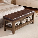 Solid Rubber Wood Shoe Bench, Easy-clean Pu Upholstered Seat, 770LB Load, Space-. Fixed Price $179.99.
