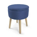 Ashton 14" Ottoman With Storage & Tray Lid Upholstered Seat Navy Round. Fixed Price $65.92.