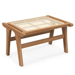 Natural Teak Wooden Foot Rest With Handwoven Rattan - Color:. Fixed Price $128.98.