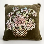 Vtg Mcm Velvet Olive Green Decorative Pillow Pink Ribbon Flowers Cottagecore. Fixed Price $29.00.