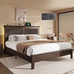 Wood Queen Bed Solid With Tall Headboard American Vintage Design. Fixed Price $445.90.