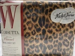 Wamsutta Nick & Nora Flannel King Sheet Set Flat Fitted Pillowcases Leopard New. Fixed Price $99.99.