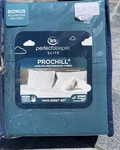 Pc Twin Serta Perfect Sleeper Elite Prochill Cooling Fabric Sheet Set Teal 14". Fixed Price $23.96.