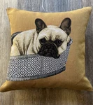 Iosis Paris Tapestry Throw Down Pillow French Bulldog Tan Gray 17. Fixed Price $52.00.