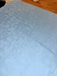 Nwot Yves Delorme Tablecloth Jacquard Blue Cotton Hemstitch 68 Square. Fixed Price $125.00.