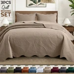 Luxury Bedspread Set 3 Piece Quilted Coverlet Throw Queen King Size Bedding. Fixed Price $20.48.