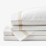 Contrast Border Cool Supima Cotton Elite Percale Bed Sheet Set - Oatmeal, Twin. Fixed Price $121.80.