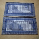 Virah Bella Phyllis Dobbs Quilted Pillow Shams Blue Geometric 20X36 Set Of. Fixed Price $26.95.