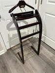 Proman Windsor Signature Valet Stand Dark Mahogany With Brass Hardware. Fixed Price $160.00.