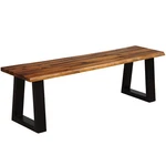 Solid Acacia Wood Patio Bench Dining Outdoor W/rustic Metal Legs. Fixed Price $119.99.