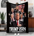 Donald Trump President Usa 60X80 Fleece Blanket Throw 2024 Never Surrender. Fixed Price $39.95.