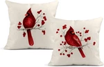Set Of 2 Throw Pillow Covers Winter Christmas Cardinal Bird Red Berries Square. Fixed Price $18.94.
