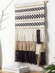 Woven Tapestry Hanging Wall Boho Decor Tribal Earthie 23"X33" Tan Black. Fixed Price $45.00.