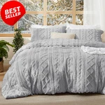 Tufted Boho Comforter Set King Light Grey Gentlesoft 3-PIECE Bedding Us. Fixed Price $94.00.