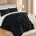 Twin Black Pinch Pleat Comforter Set 66X90 Soft Microfiber Bedding Gift Idea. Fixed Price $51.19.