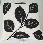 Royal Heritage Home Square White Throw Pillow Black Applique Leaves 18"X. Fixed Price $15.94.