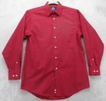 Stafford Button Up Shirt Men's Medium Red Solid Color Cotton Blend Wrinkle Free. Fixed Price $9.09.