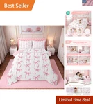 Pink Bow Set Twin Bedding Comforter Girls Kids Room Decor. Fixed Price $77.20.