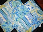 Vintage Collier Campbell Gypsy Dance Blue Yellow Floral Standard Pillow Shams. Fixed Price $39.20.