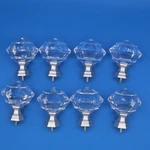 Set Of 8 Crystal Diamond Shaped Curtain Rod Finials Decorative Clear Silver. Fixed Price $34.88.