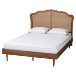 Baxton Studio Camden Walnut Brown Wood And Rattan Queen Size Platform Bed. Fixed Price $605.15.