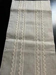 Bella Lux Table Runner 13X72 Tan Cottage Chic Crotchet Linen Poly Neutral New. Fixed Price $10.00.