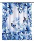 Collections Etc Blue Butterfly Garden Shower Curtain 70X70 Floral Bath Decor. Fixed Price $21.99.