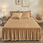 Liferevo Luxury Pompom Diamond Quilted Fitted Sheet W/bed Skirt Camel. Fixed Price $34.95.