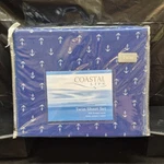 Coastal Life Twin Sheet Set Navy Blue Nautical Anchor Pattern 100% Cotton 300CT. Fixed Price $29.99.