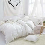 5 Pc Set White Cotton Fringed Duvet Cover Washed Uo Bedding Quilt Comforter. Fixed Price $157.49.
