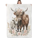 Highland Cow Floral Lightweight Blankets Gifts For Animal Lover Flann.... Fixed Price $37.16.
