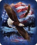 Queen Size Snow Eagle Patriotic Flag Mink Faux Fur Blanket Super Soft Plush. Fixed Price $64.99.