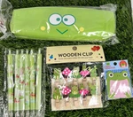 Frog Pens Pencil Case Wooden Clips Sticky Notes. Fixed Price $12.99.