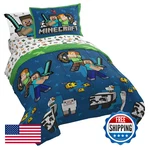 Jay Franco Minecraft Twin Comforter Set - 5 Piece Bedding Includes Sheet. Fixed Price $97.47.