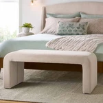 Juliet 44.50" Velvet Waterfall Bench, Beige Home Bedroom Soft Fabric Solid Wood. Fixed Price $157.99.