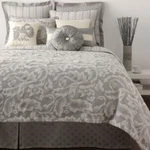 Waterford Tramore Aldrich 4P King Duvet Cover Shams Pillows Platinum Acanthus. Fixed Price $235.95.