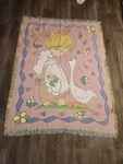 Precious Moments Blanket Throw Goose Pink Fringe 44X58 The Northwest Company Vtg. Fixed Price $35.00.