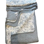 Laura Ashley Toile Bedding Set Quilted Cotton King Comforter + Jumbo Pillow Sham. Fixed Price $98.50.