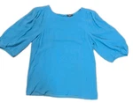 Ann Taylor 100% Silk Blue Sheet Puff 3/4 Sleeve Blouse Lined Pleated Colorful. Fixed Price $24.30.