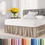 Wrap Around Dust Ruffle Bed Skirt, Easy Fit & Pleated 15" Drop By Cgk Linens. Fixed Price $33.99.