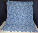 New Handmade Crochet Throw Afghan 41 X 51 Chevron Design Blues,purples. Fixed Price $65.00.